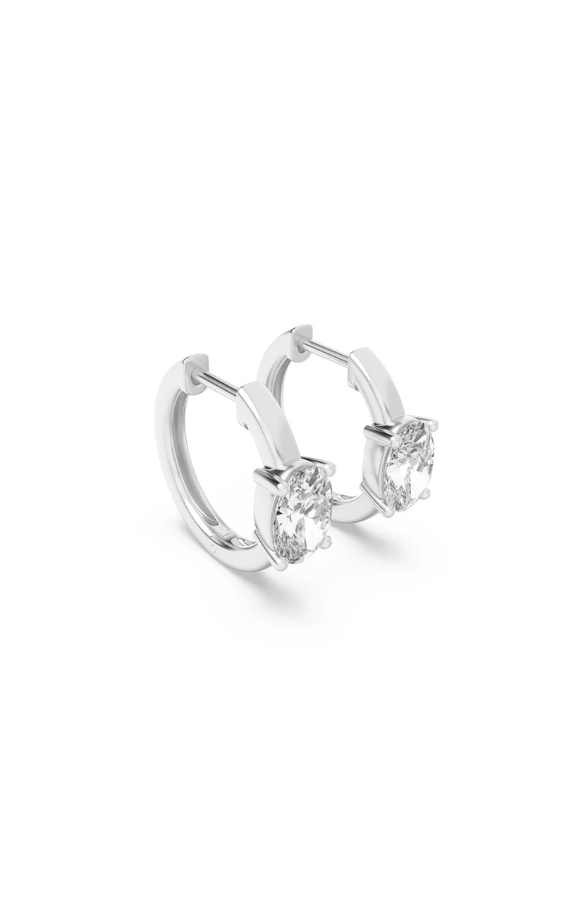 1.5CTW Oval Shaped Lab Grown Diamond (F/VS) Solitaire Huggie Earrings in 14K Gold