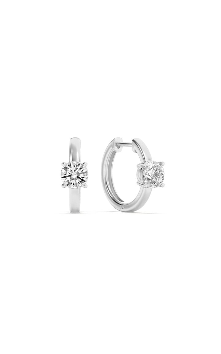1.5CTW Round Shaped Lab Grown Diamond (F/VS) Solitaire Huggie Earrings in 14K Gold
