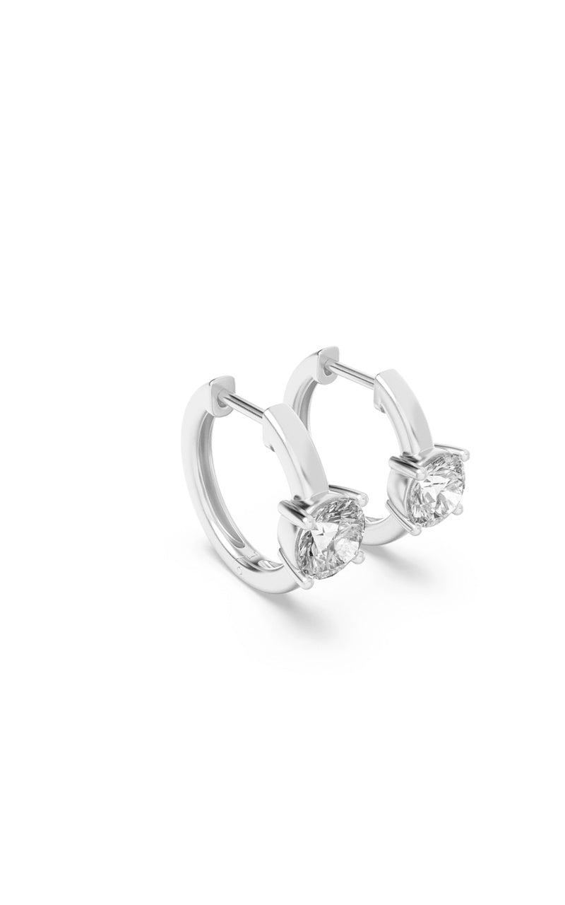 1.5CTW Round Shaped Lab Grown Diamond (F/VS) Solitaire Huggie Earrings in 14K Gold