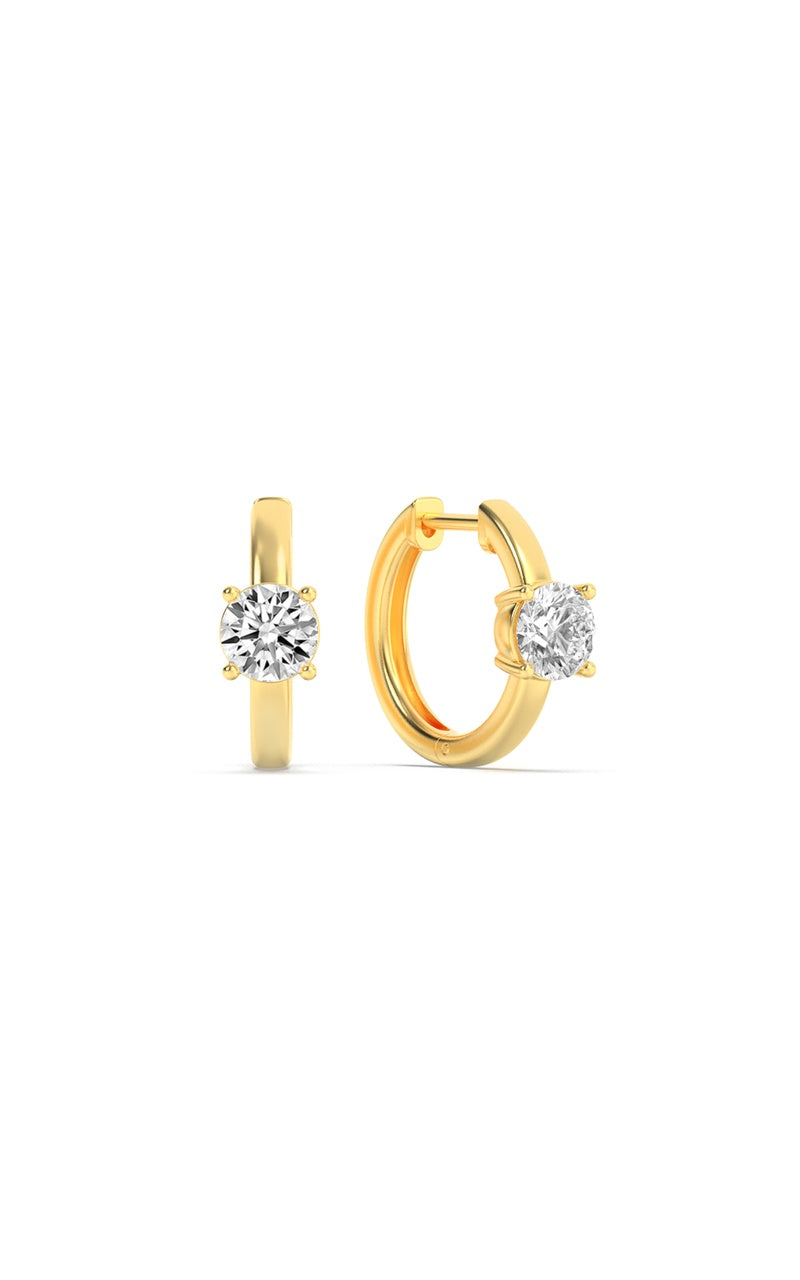 1.5CTW Round Shaped Lab Grown Diamond (F/VS) Solitaire Huggie Earrings in 14K Gold