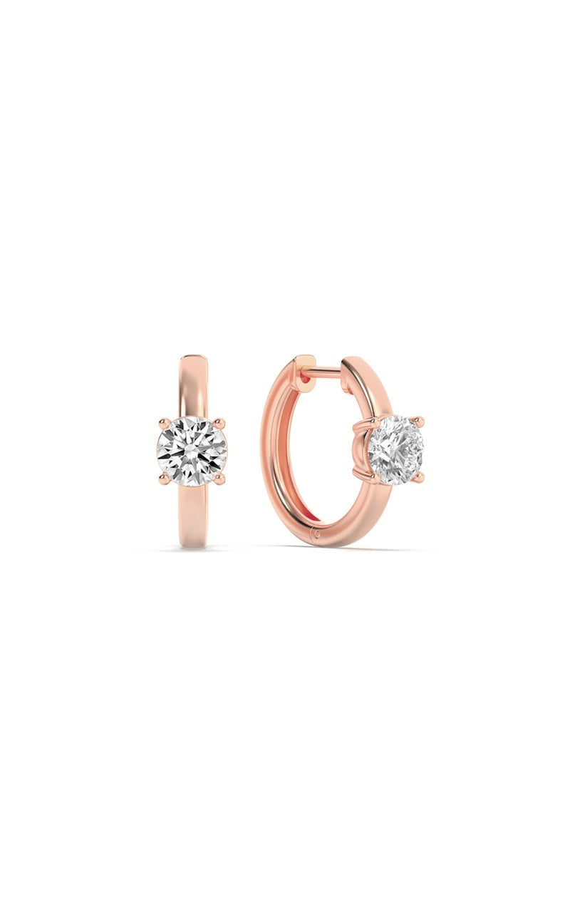 1.5CTW Round Shaped Lab Grown Diamond (F/VS) Solitaire Huggie Earrings in 14K Gold