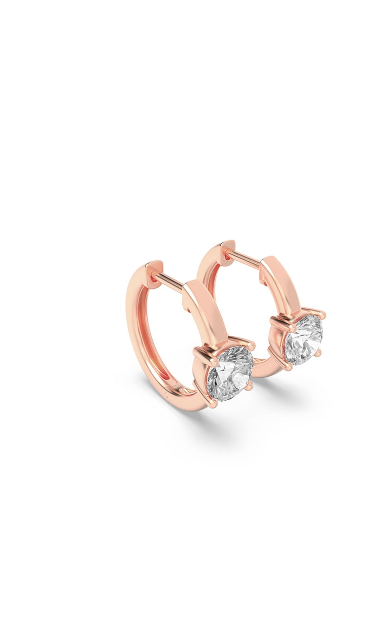 1.5CTW Round Shaped Lab Grown Diamond (F/VS) Solitaire Huggie Earrings in 14K Gold