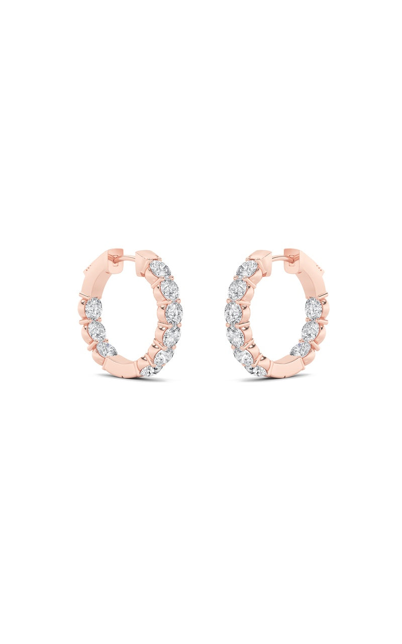 3CTW Round Shaped Lab Grown Diamond (F/VS) Inside out Hoop Earrings in 14K Gold