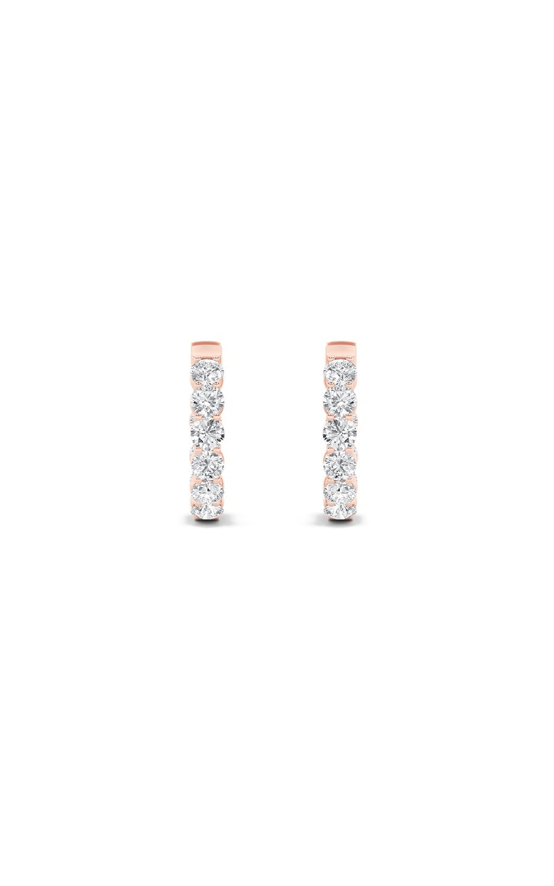 3CTW Round Shaped Lab Grown Diamond (F/VS) Inside out Hoop Earrings in 14K Gold