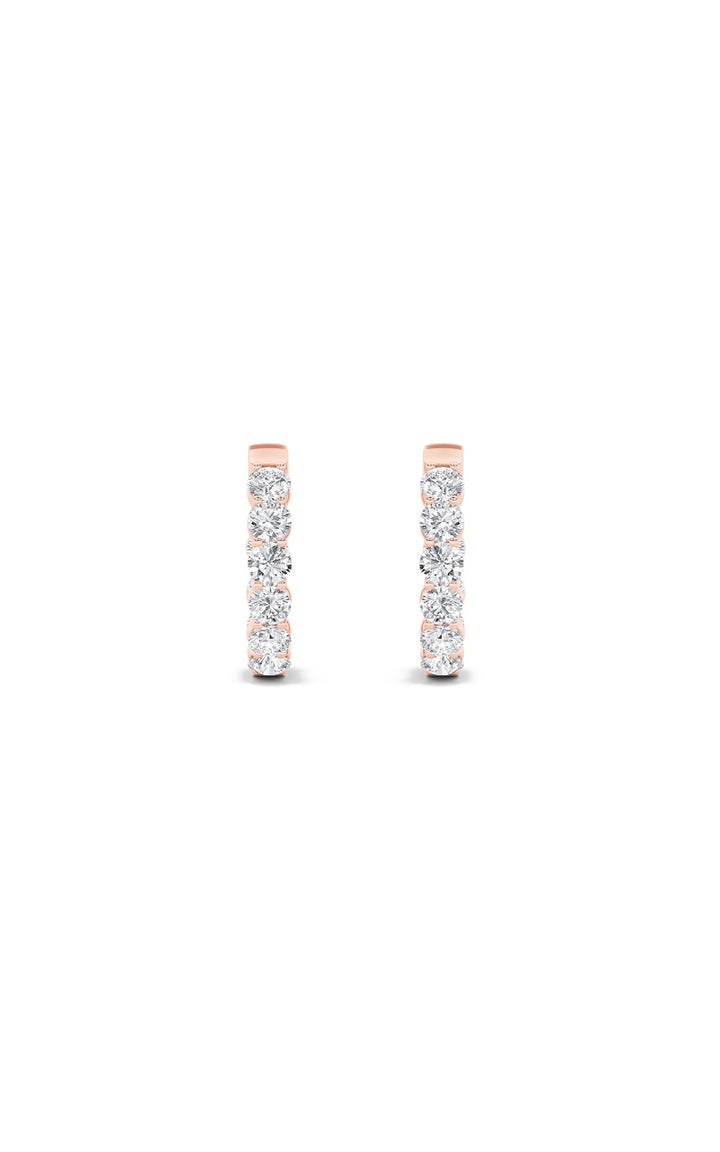 3CTW Round Shaped Lab Grown Diamond (F/VS) Inside out Hoop Earrings in 14K Gold