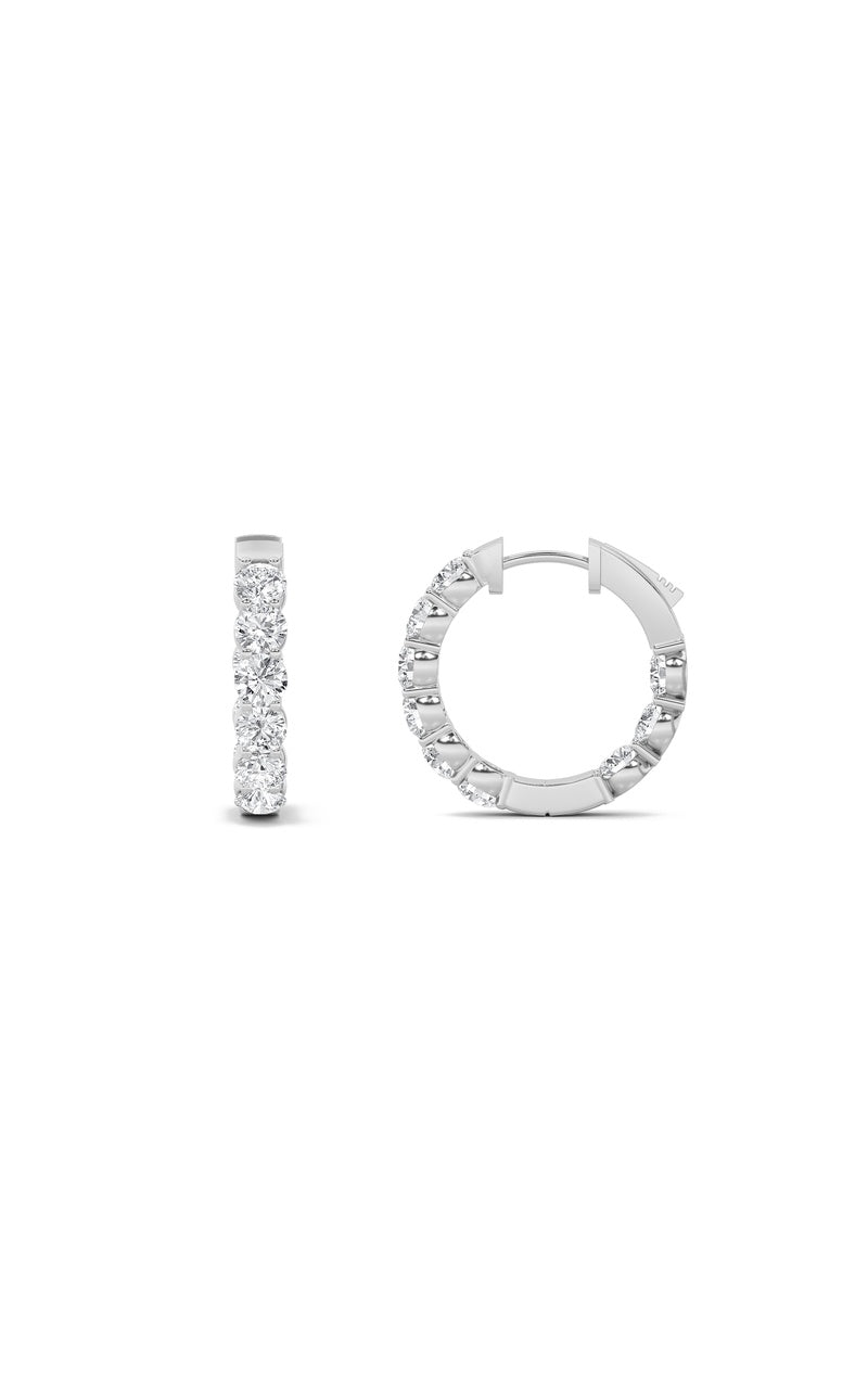 5CTW Round Shaped Lab Grown Diamond (F/VS) Inside out Hoop Earrings in 14K Gold