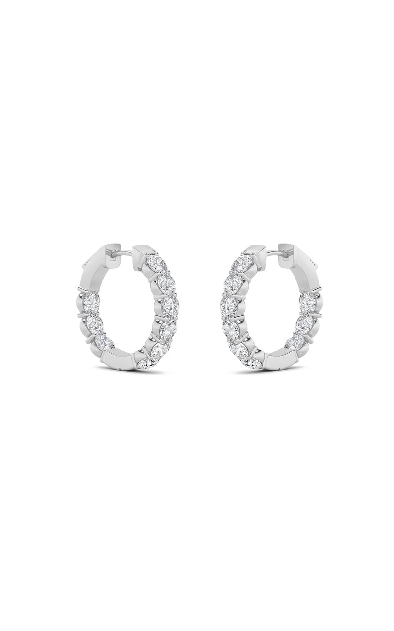 5Cttw Round Shaped Lab Grown Diamond (F/VS) Insideout Hoop Earrings in 14K Gold