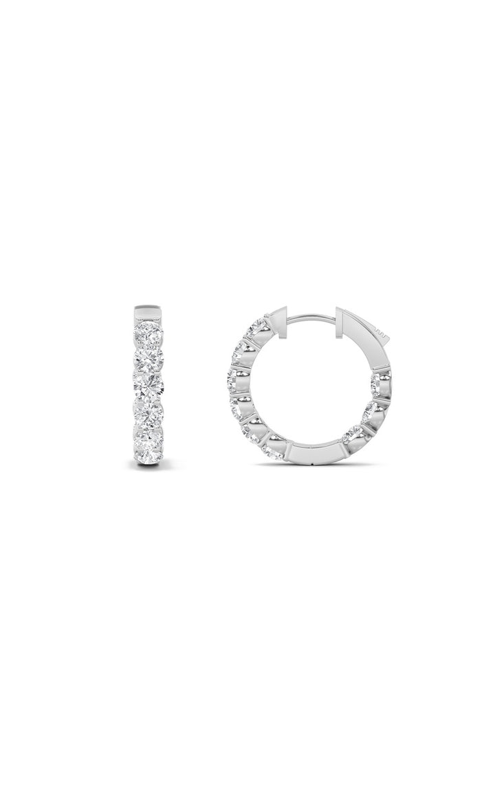 7CTW Round Shaped Lab Grown Diamond (F/VS) Inside out Hoop Earrings in 14K Gold