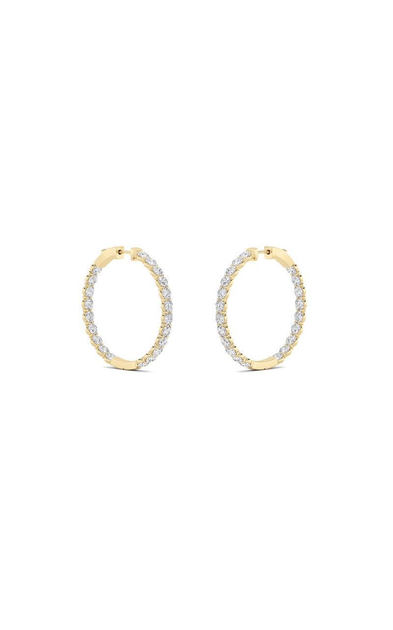 7Cttw Round Shaped Lab Grown Diamond (F/VS) Inside out Hoop Earrings in 14K Gold