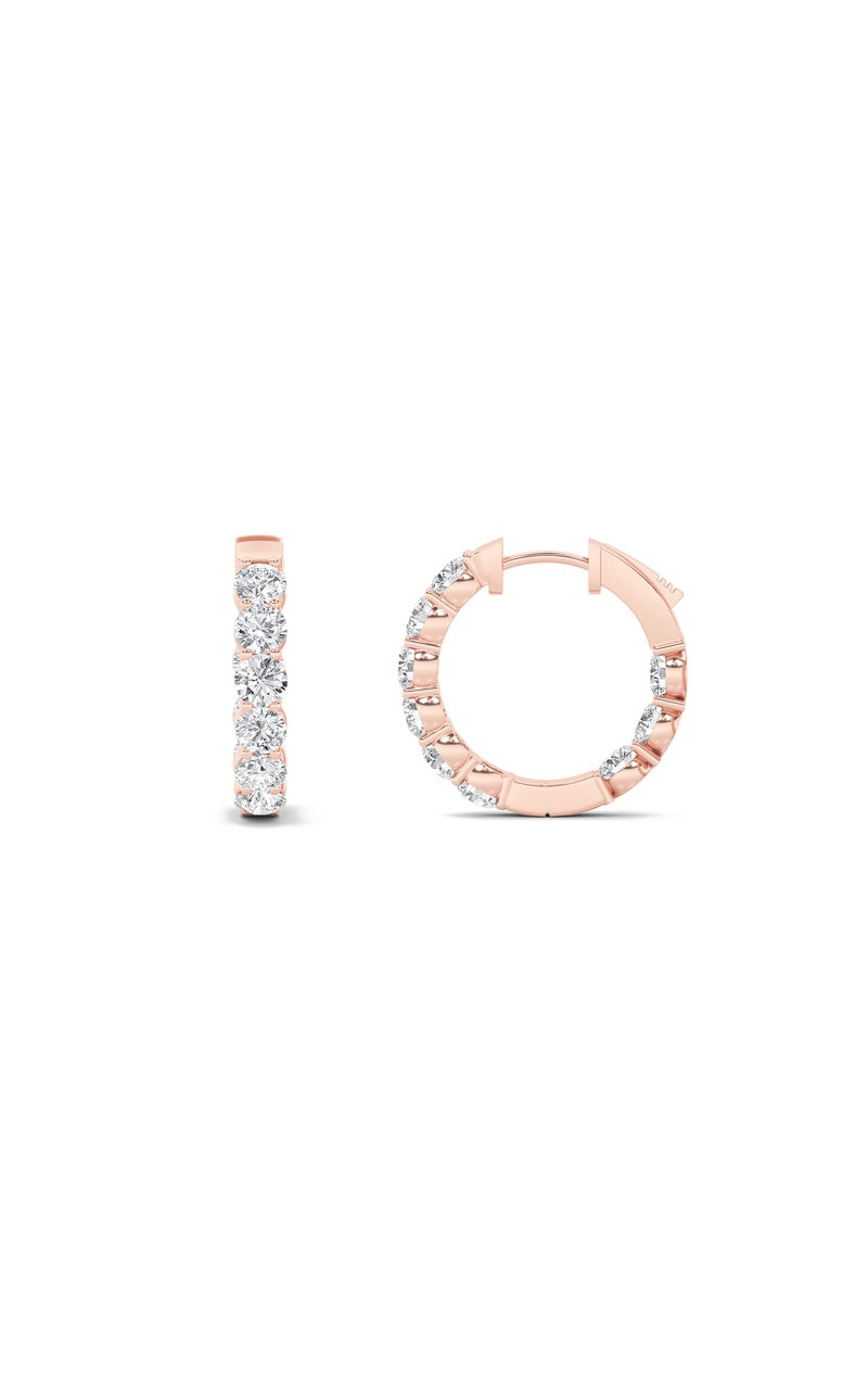 7CTW Round Shaped Lab Grown Diamond (F/VS) Inside out Hoop Earrings in 14K Gold