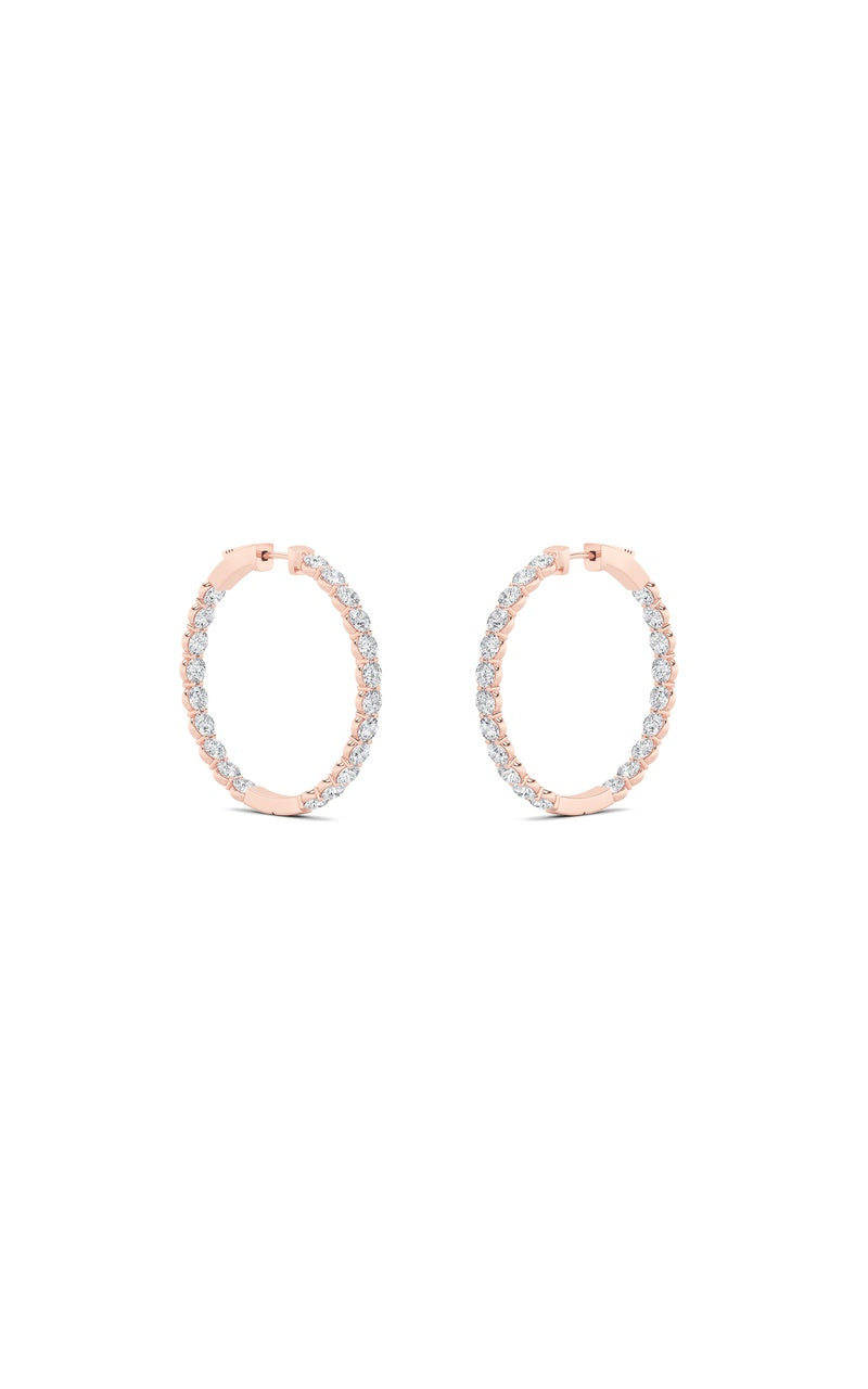 7CTW Round Shaped Lab Grown Diamond (F/VS) Inside out Hoop Earrings in 14K Gold