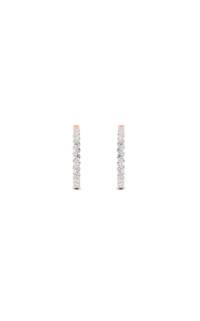7CTW Round Shaped Lab Grown Diamond (F/VS) Inside out Hoop Earrings in 14K Gold