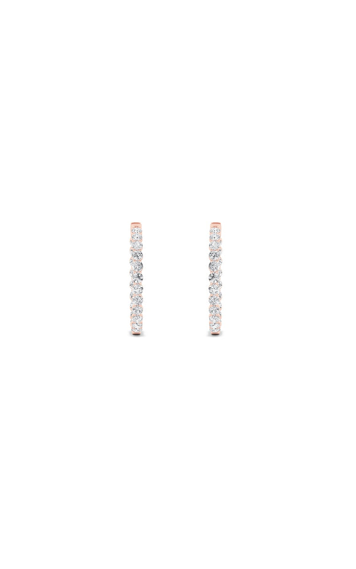 7CTW Round Shaped Lab Grown Diamond (F/VS) Inside out Hoop Earrings in 14K Gold