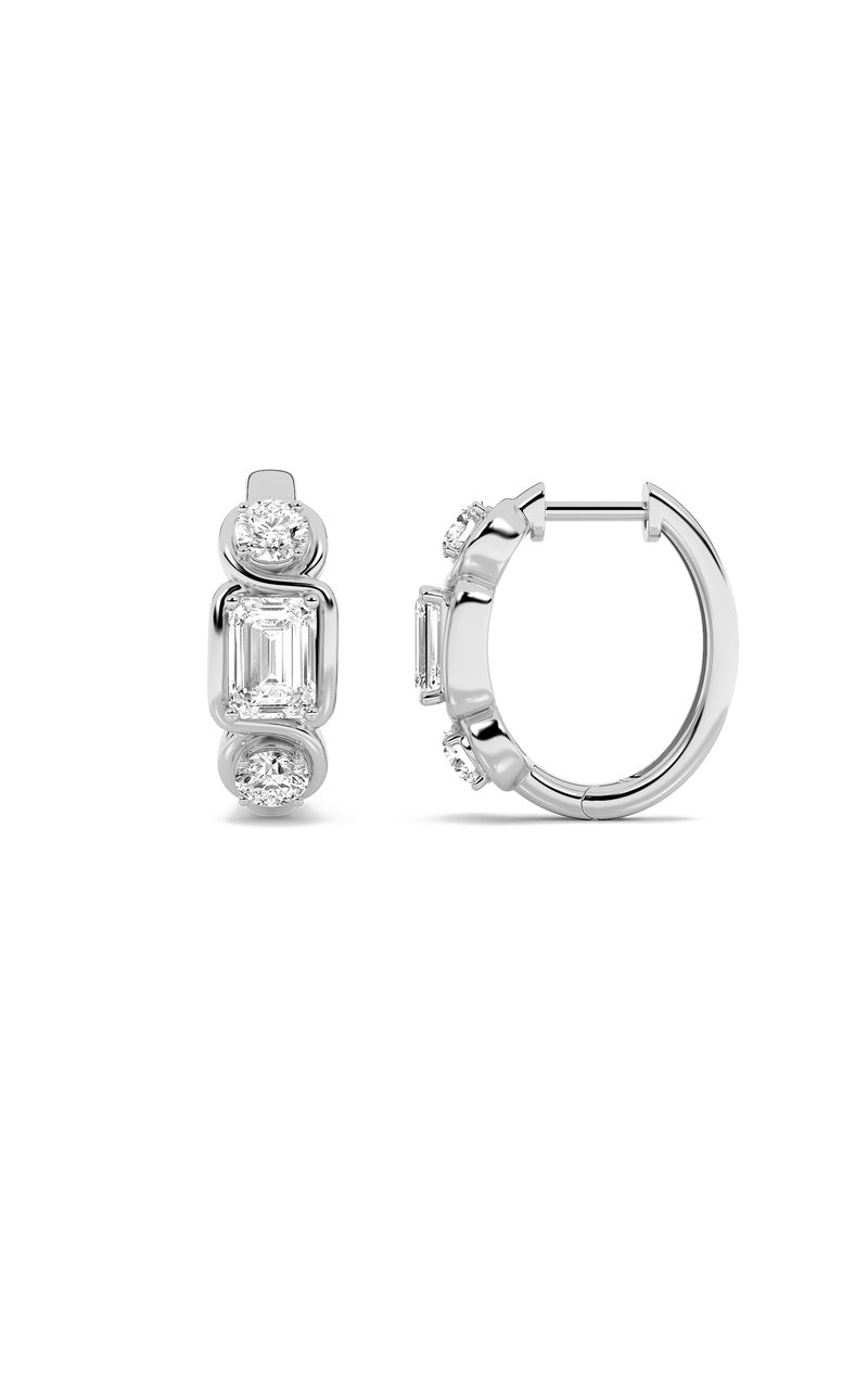 2.5CTW Emerald Shaped Lab Grown Diamond (F/VS) Three Stone Earrings in 14K Gold