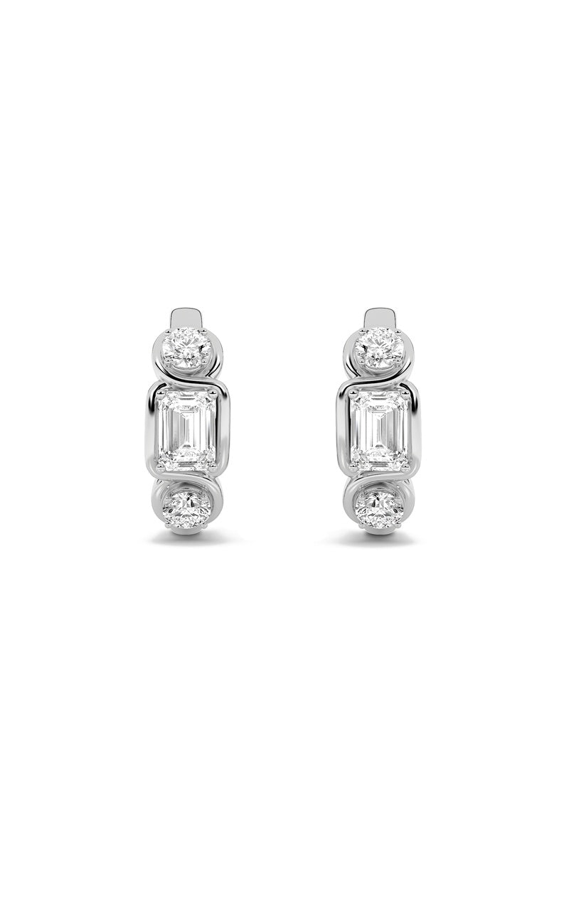 2.5CTW Emerald Shaped Lab Grown Diamond (F/VS) Three Stone Earrings in 14K Gold