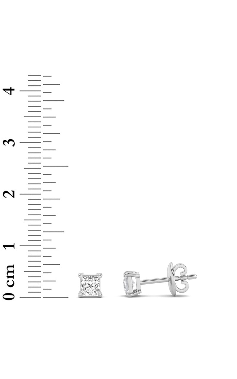 1CTW Princess Shaped Lab Grown Diamond (F/VS) Classic Basket Set Stud Earrings in 14K Gold