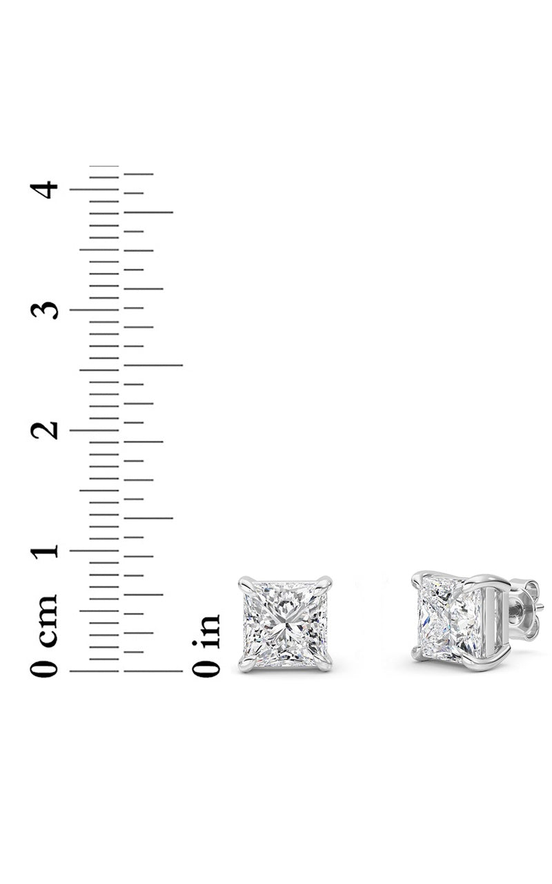 6Cttw Princess Shaped Lab Grown Diamond (F/VS) Classic Basket Set Stud Earrings in 14K Gold
