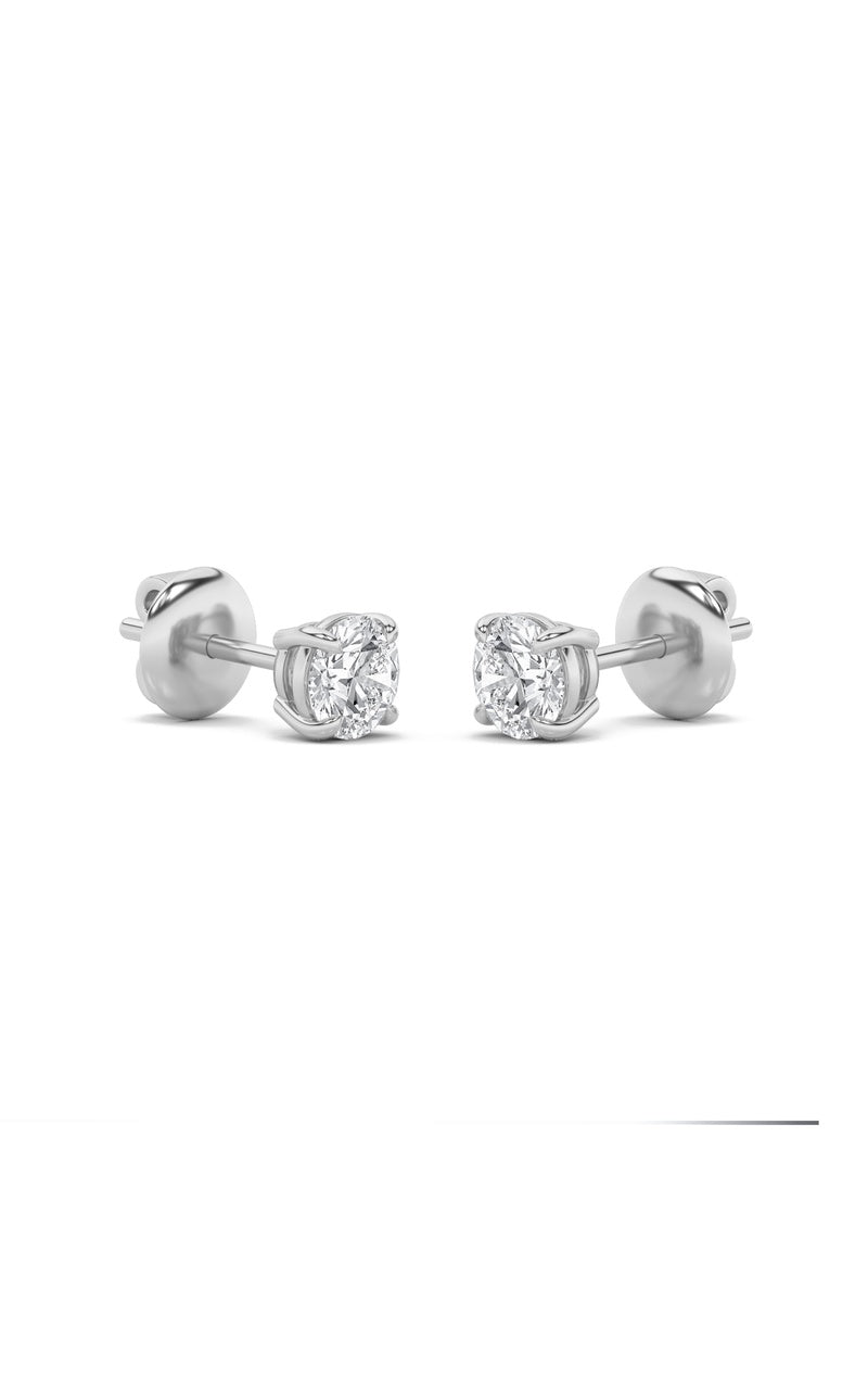 0.25CTW Round Shaped Lab Grown Diamond (F/VS) Stud Earrings in 14K Gold, 14K White Gold