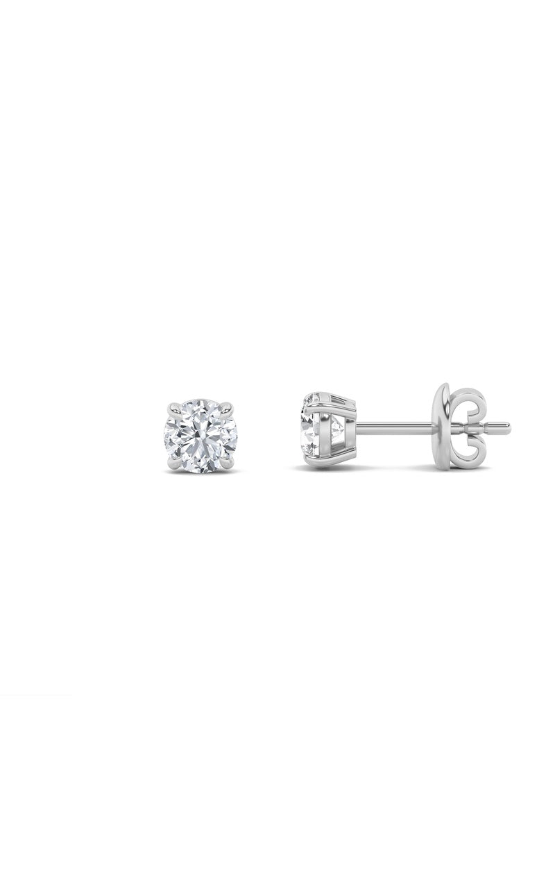 1CTW Round Shaped Lab Grown Diamond (F/VS) Classic Basket Set Stud Earrings in 14K Gold