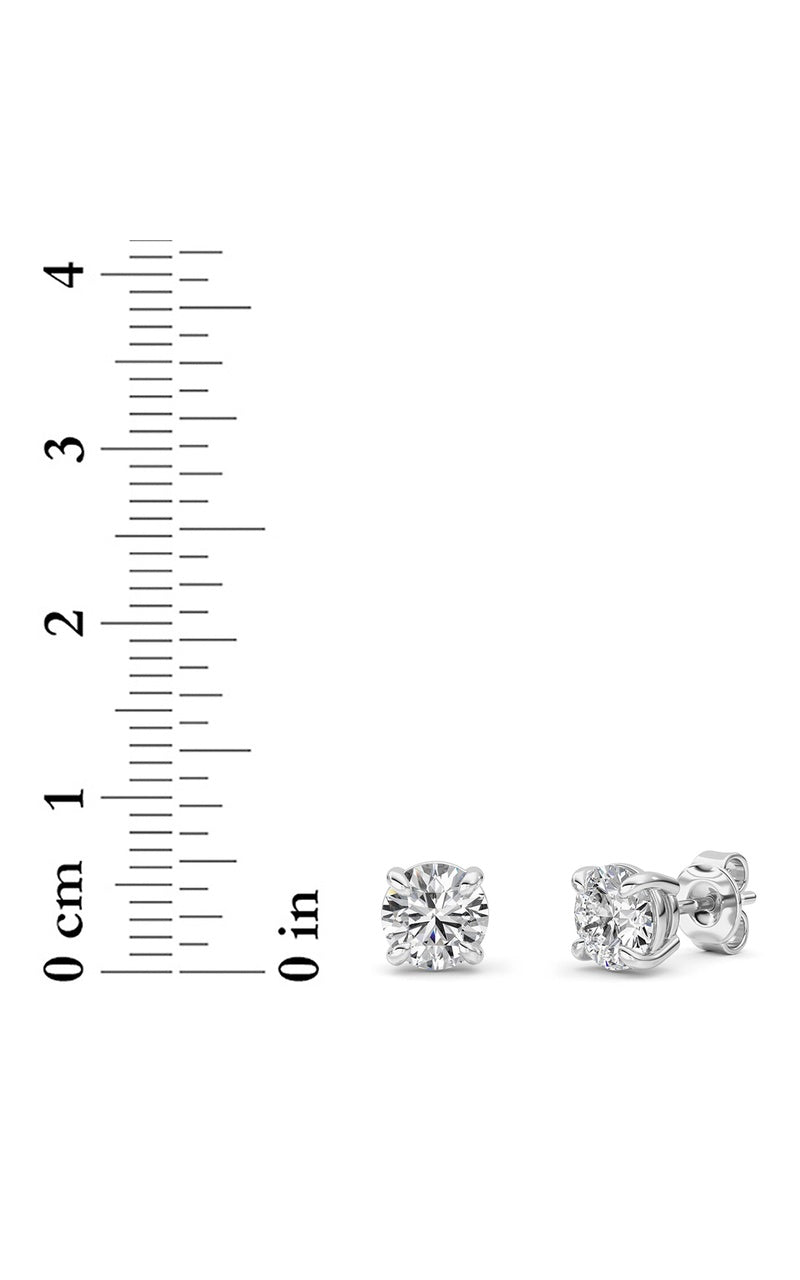 2CTW Round Shaped Lab Grown Diamond (F/VS) Classic Basket Set Stud Earrings in 14K Gold