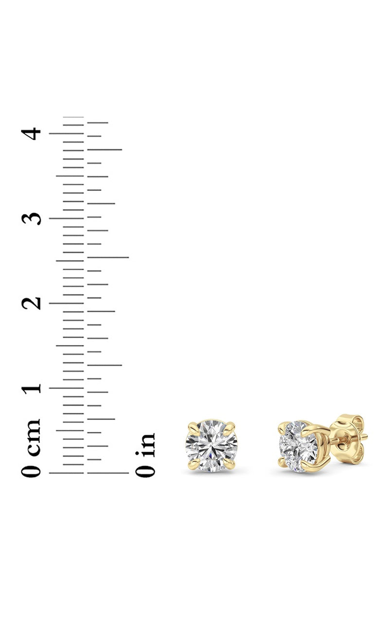 2CTW Round Shaped Lab Grown Diamond (F/VS) Classic Basket Set Stud Earrings in 14K Gold