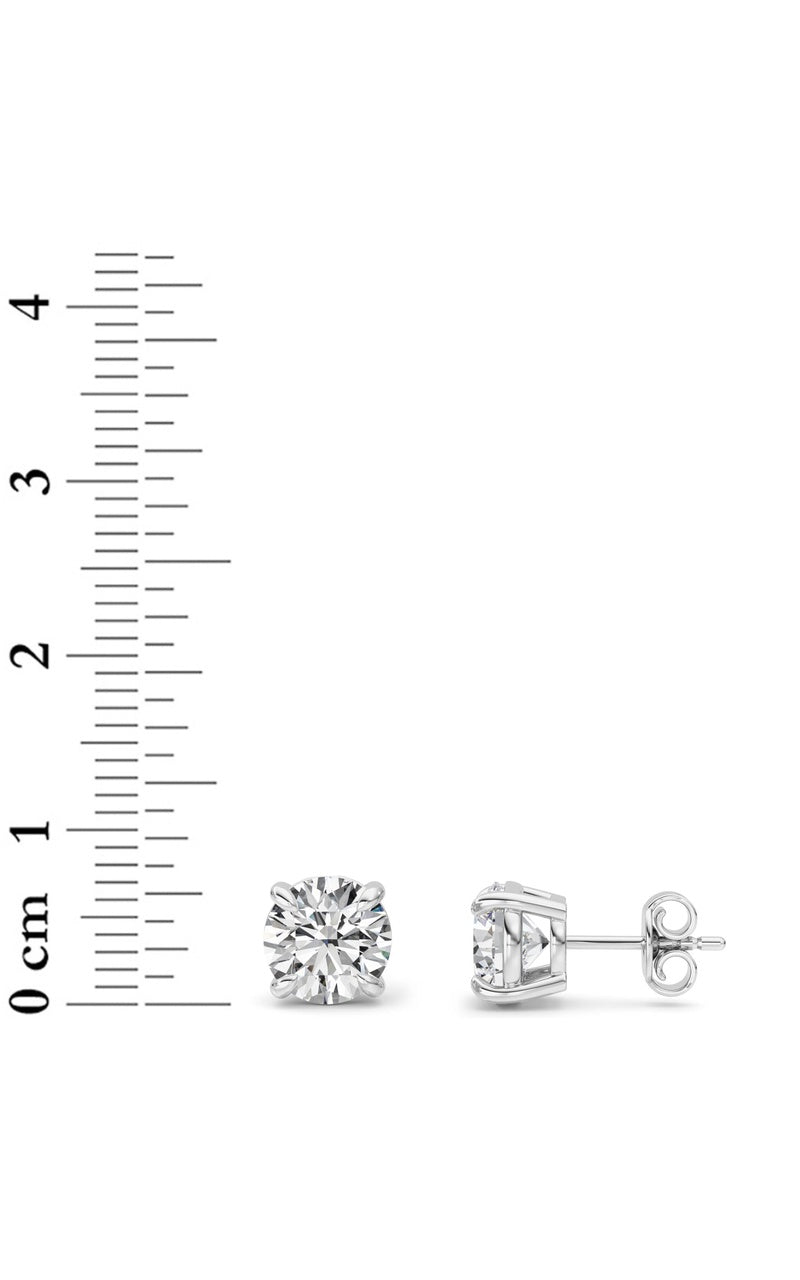 3Cttw Round Shaped Lab Grown Diamond (F/VS) Classic Basket Set Stud Earrings in 14K Gold