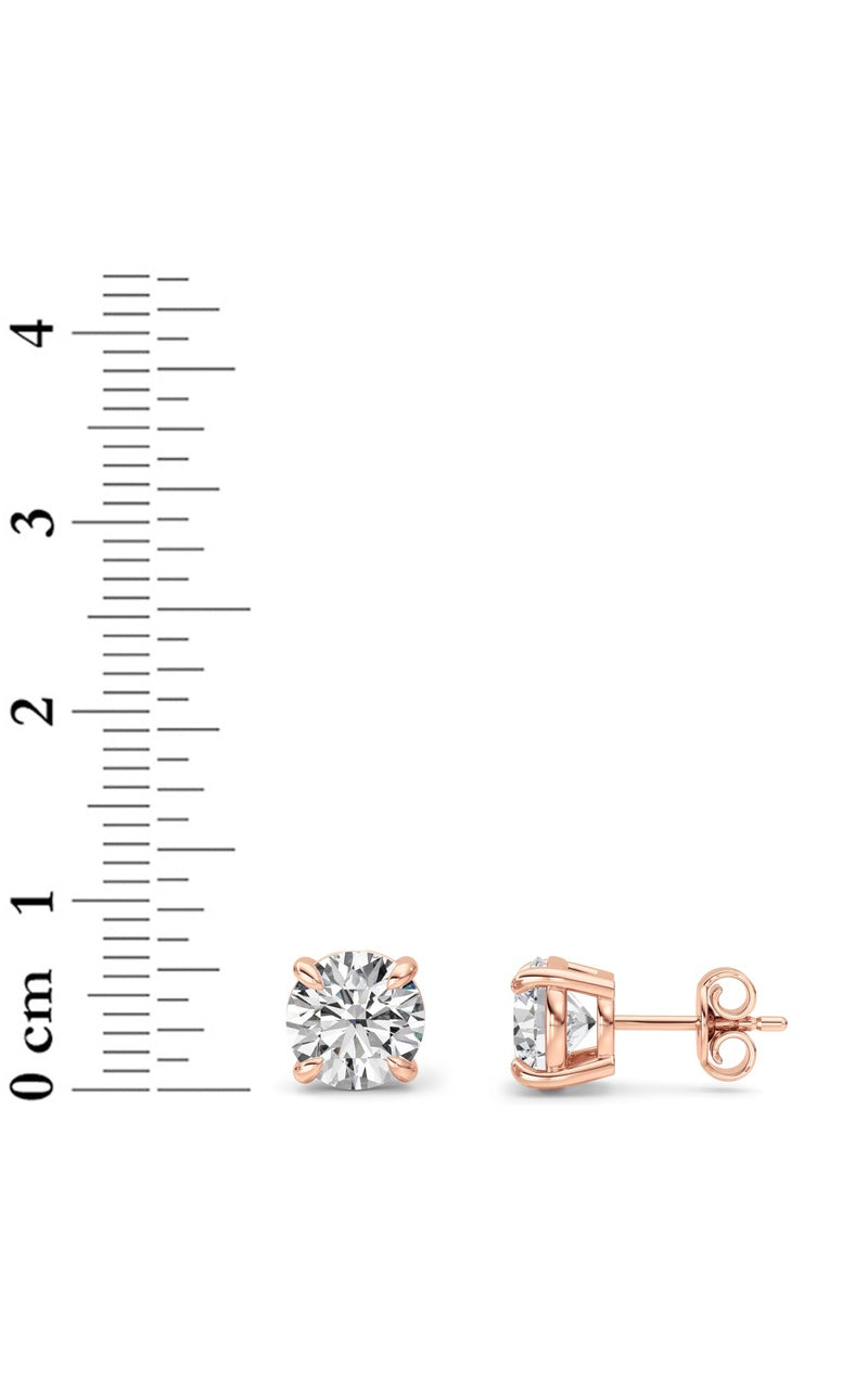3Cttw Round Shaped Lab Grown Diamond (F/VS) Classic Basket Set Stud Earrings in 14K Gold