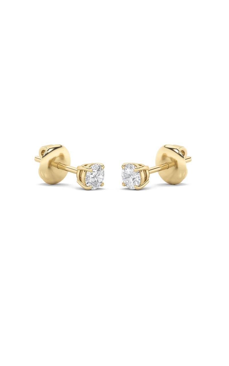 4CTW Round Shaped Lab Grown Diamond (F/VS) Classic Basket Set Stud Earrings in 14K Gold