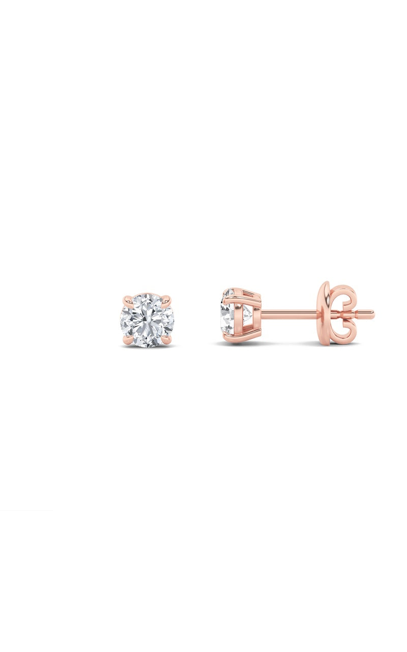 4CTW Round Shaped Lab Grown Diamond (F/VS) Classic Basket Set Stud Earrings in 14K Gold