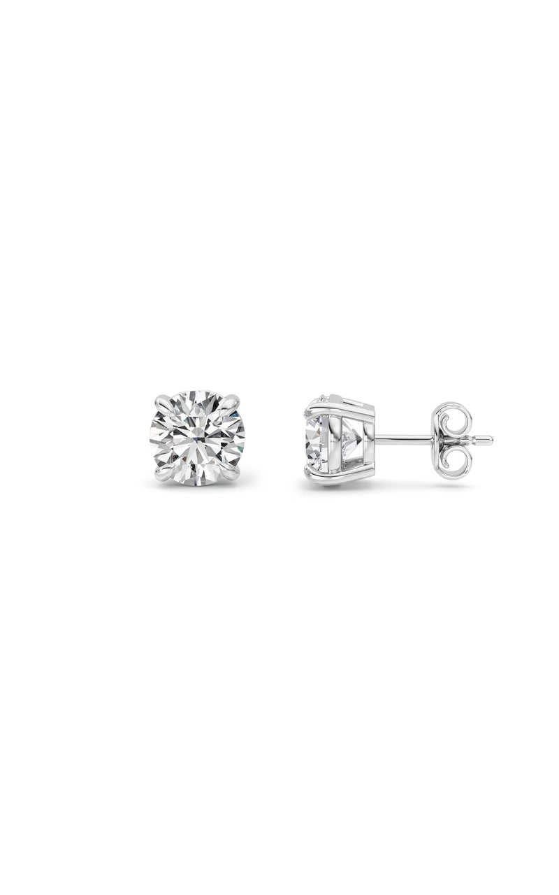 5CTW Round Shaped Lab Grown Diamond (F/VS) Classic Basket Set Stud Earrings in 14K Gold
