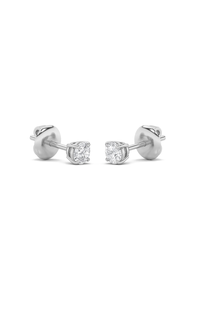 5CTW Round Shaped Lab Grown Diamond (F/VS) Classic Basket Set Stud Earrings in 14K Gold