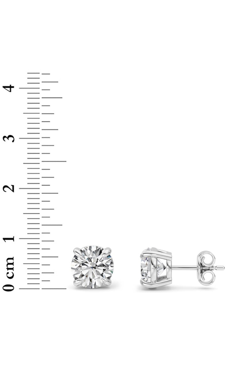 5CTW Round Shaped Lab Grown Diamond (F/VS) Classic Basket Set Stud Earrings in 14K Gold