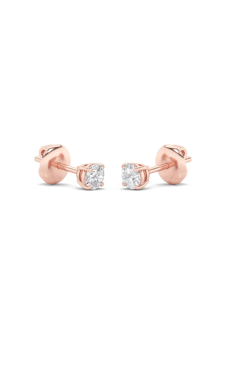 5CTW Round Shaped Lab Grown Diamond (F/VS) Classic Basket Set Stud Earrings in 14K Gold