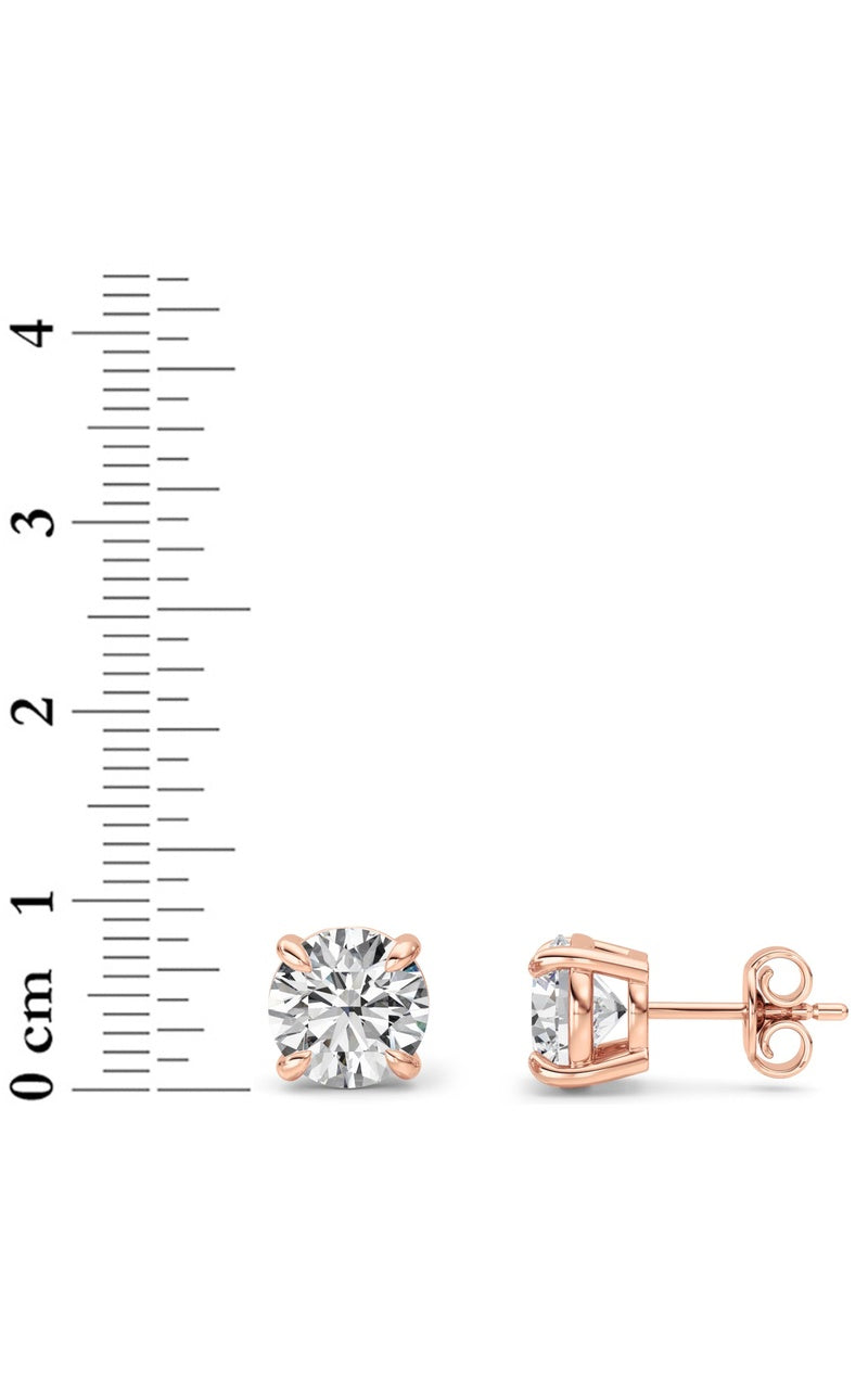 5Cttw Round Shaped Lab Grown Diamond (F/VS) Classic Basket Set Stud Earrings in 14K Gold