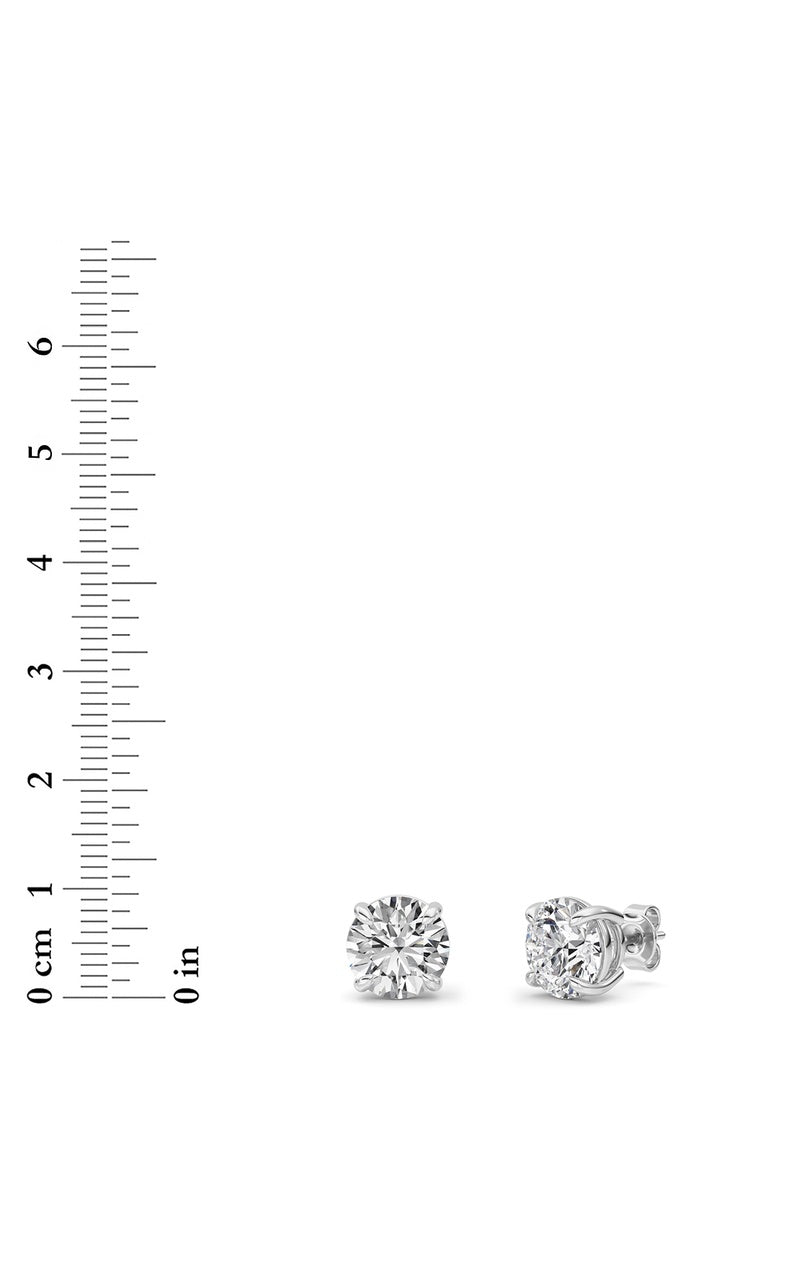 6Cttw Round Shaped Lab Grown Diamond (F/VS) Classic Basket Set Stud Earrings in 14K Gold