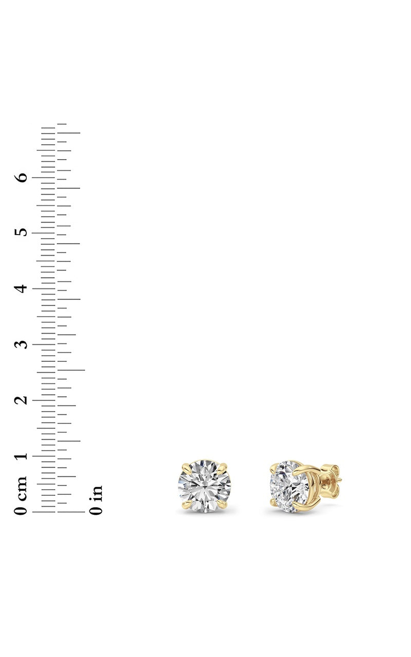 6CTW Round Shaped Lab Grown Diamond (F/VS) Classic Basket Set Stud Earrings in 14K Gold