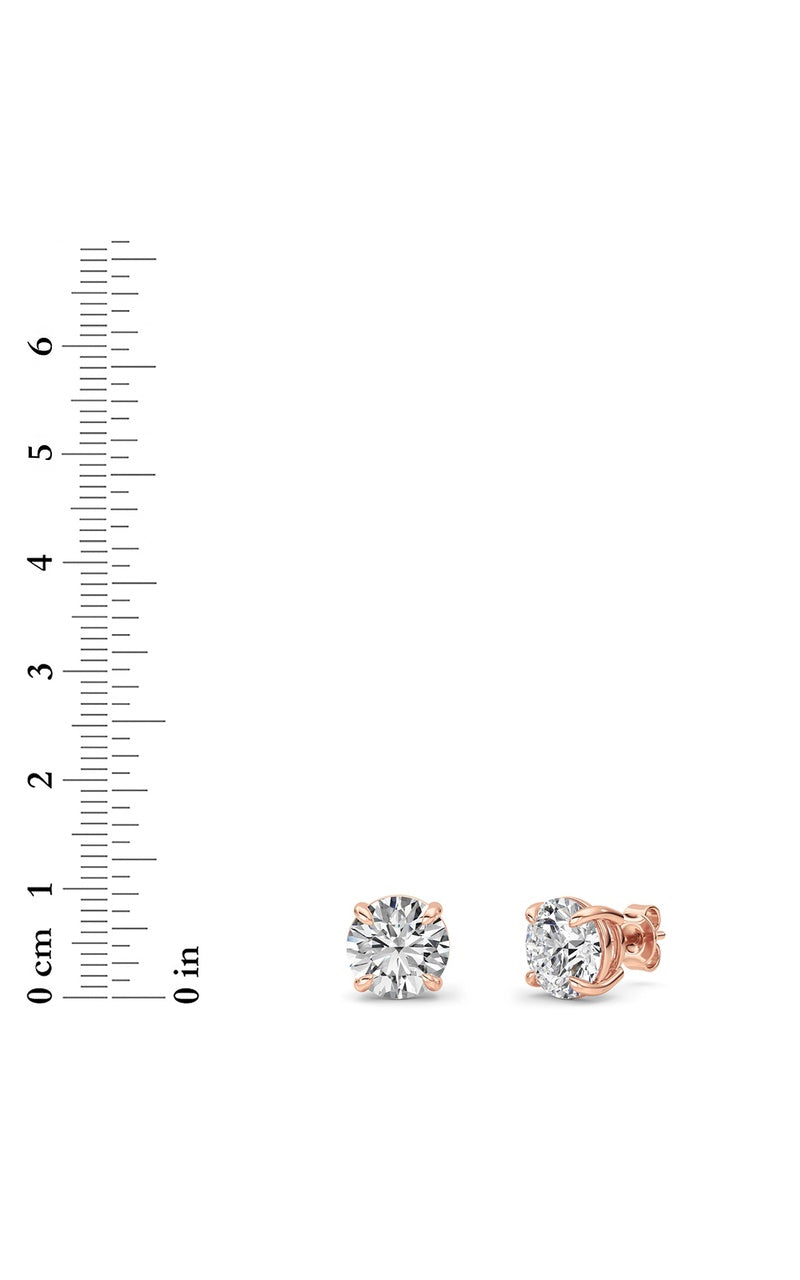 6CTW Round Shaped Lab Grown Diamond (F/VS) Classic Basket Set Stud Earrings in 14K Gold