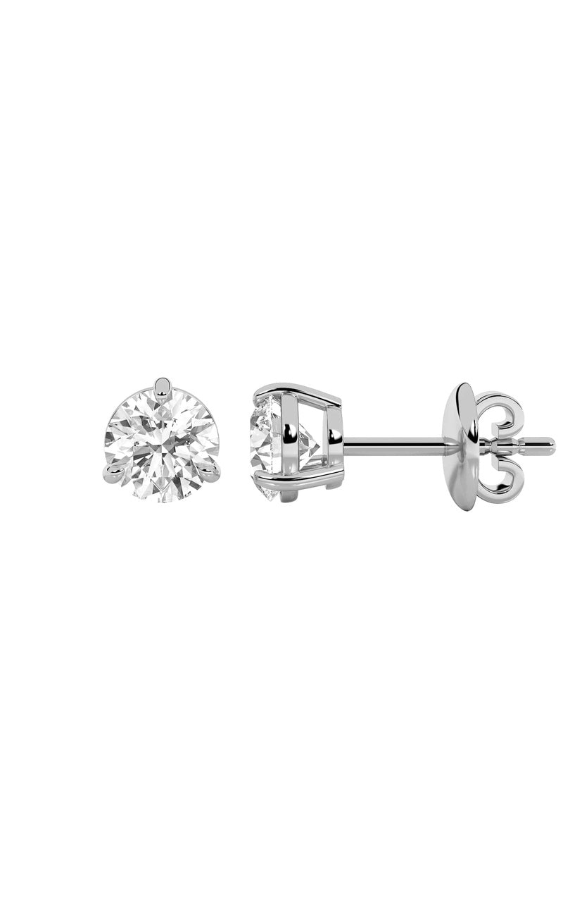 2Cttw Round Shaped Lab Grown Diamond (F/VS) Classic Basket Set Stud Earrings in 14K Gold
