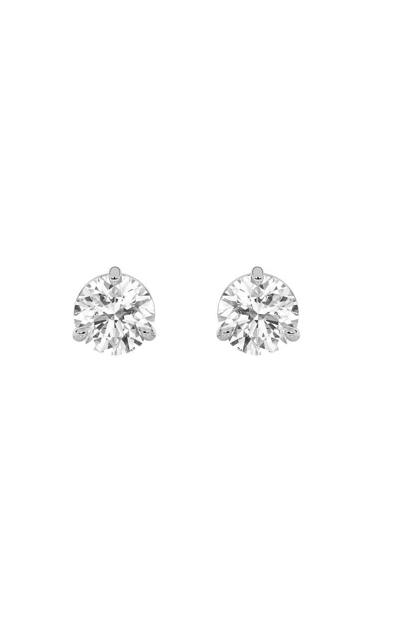 2CTW Round Shaped Lab Grown Diamond (F/VS) Classic Basket Set Stud Earrings in 14K Gold