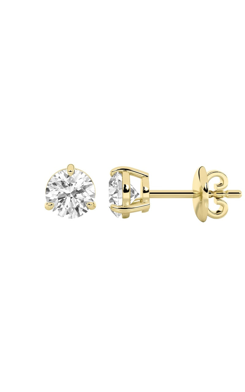 2Cttw Round Shaped Lab Grown Diamond (F/VS) Classic Basket Set Stud Earrings in 14K Gold