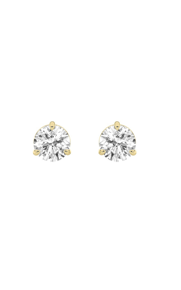 2CTW Round Shaped Lab Grown Diamond (F/VS) Classic Basket Set Stud Earrings in 14K Gold