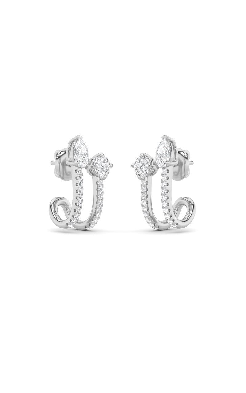 2.5CTW Round Shaped Lab Grown Diamond (F/VS) Toi et Moi Accented Earrings in 14K Gold