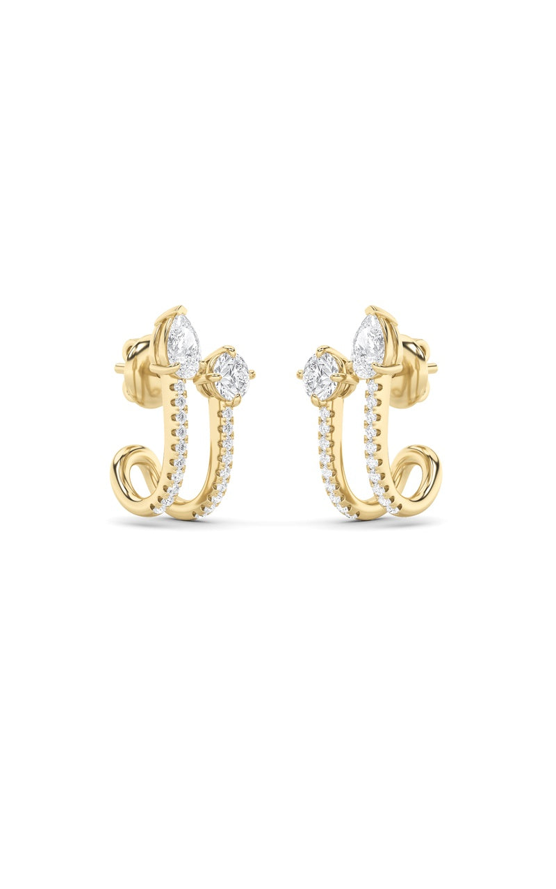 2.5CTW Round Shaped Lab Grown Diamond (F/VS) Toi et Moi Accented Earrings in 14K Gold