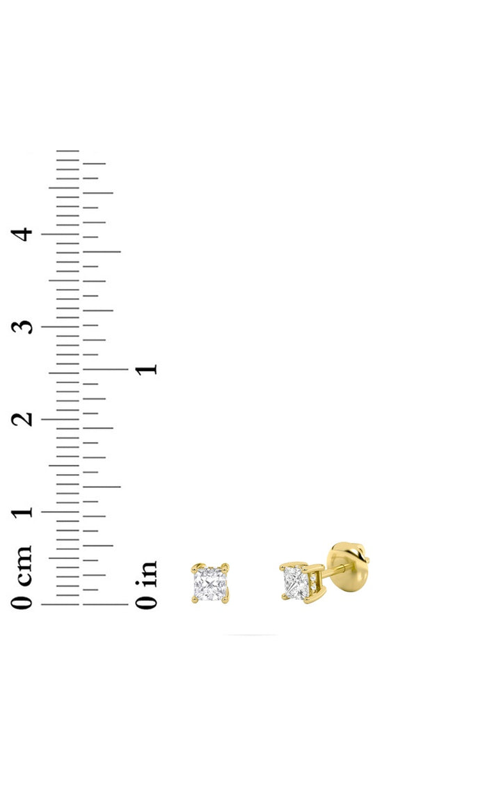 1.25Cttw Princess Shaped Lab Grown Diamond (F/VS)Hidden Halo Stud Earrings in 14K Gold