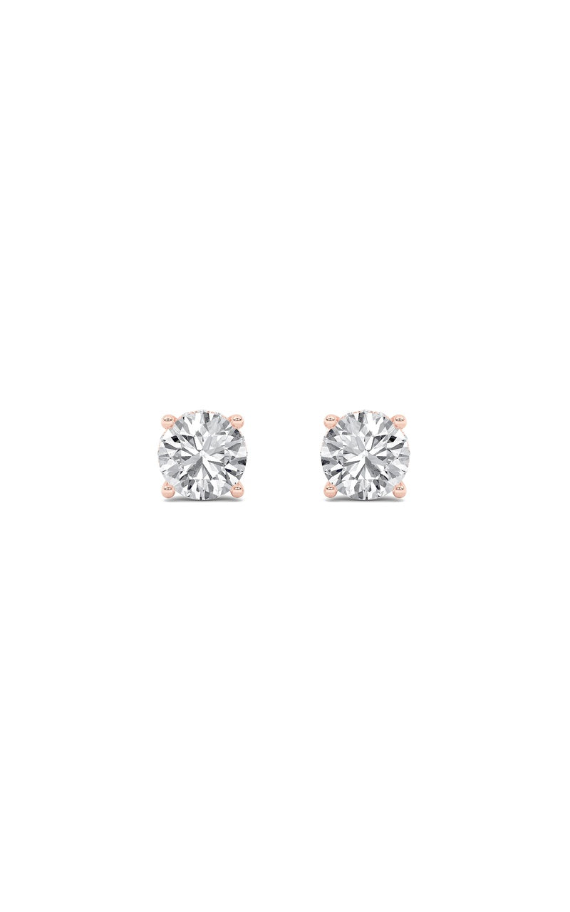2CTW Round Shaped Lab Grown Diamond (F/VS) Hidden Halo Stud Earrings in 14K Gold