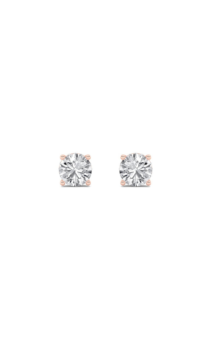 5Cttw Round Shaped Lab Grown Diamond (F/VS) Hidden Halo Stud Earrings in 14K Gold