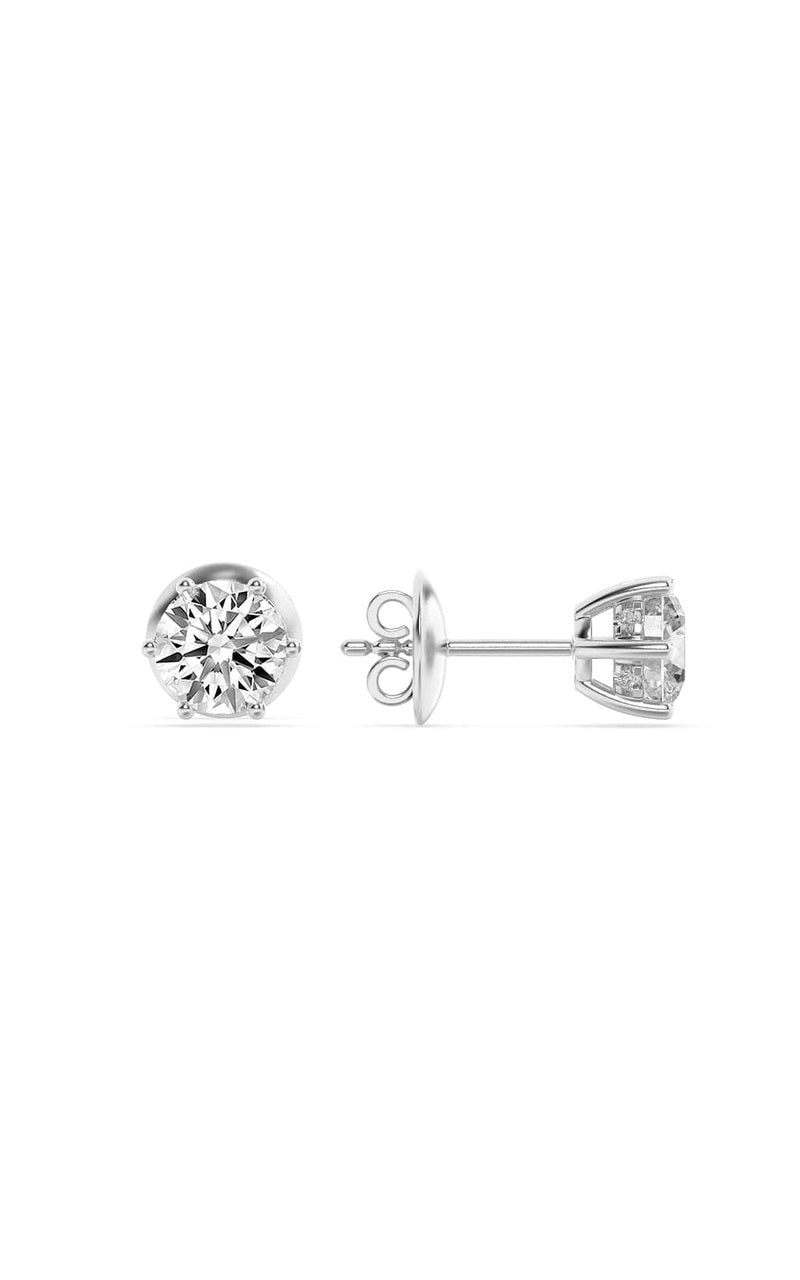 3Cttw Round Shaped Lab Grown Diamond (F/VS) HiddenHalo Stud Earrings in 14K Gold