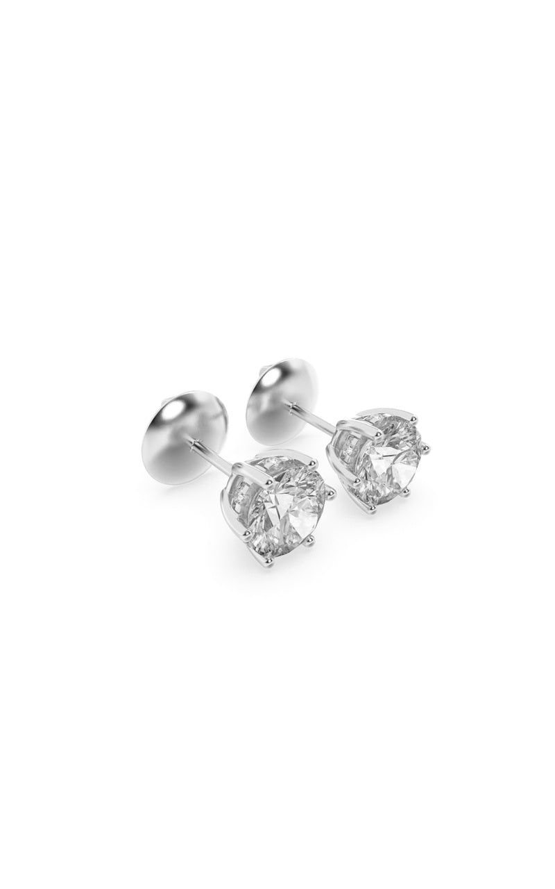 3CTW Round Shaped Lab Grown Diamond (F/VS) Hidden Halo Stud Earrings in 14K Gold