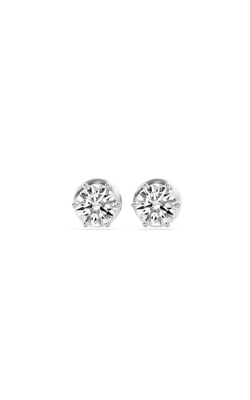 3CTW Round Shaped Lab Grown Diamond (F/VS) Hidden Halo Stud Earrings in 14K Gold