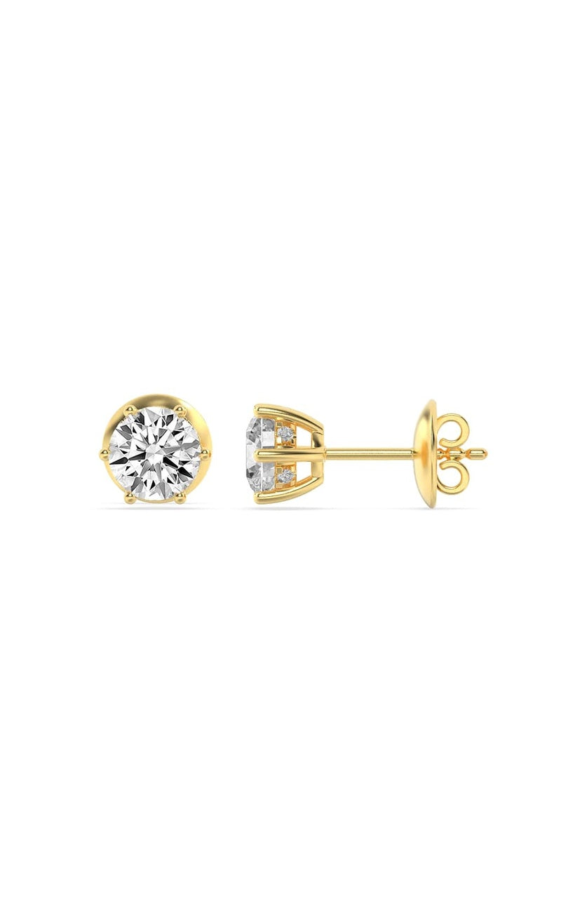3Cttw Round Shaped Lab Grown Diamond (F/VS) HiddenHalo Stud Earrings in 14K Gold